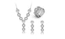 Austrian Crystal White Gold Silver Necklace, Earrings, Finger Ring Bridal Jewelry Sets For Women
