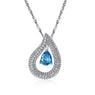 Stainless Steel Charm Big Blue Zircon Queen Pendant Necklace