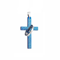 New Silver Black Blue Titanium Steel Cross Bible Pendant Necklace - sparklingselections