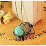 Gem Rhinestone Elephant Necklace Pendant For Women