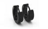 Unisex Black Stainless Steel Hoop Piercing Round Earrings