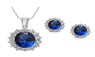 Vintage Blue Crystal Stone Women Earrings With Necklace Jewelry Sets