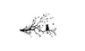 Cartoon Cat On Long Tree Branch Wall Sticker
