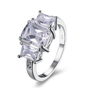 New Fashion Silver Plated Square Zircon Ring - sparklingselections