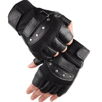 Unisex Adult Fingerless Mittens Real Genuine Leather Gloves - sparklingselections