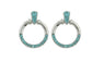 Blue Stone Geometric Round Shape Dangle Earrings For Women