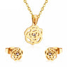 New Stainless Steel Flower Gold Color Jewelry Set