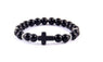 Trendy Jesus cross Charm men bracelet Lava Stone
