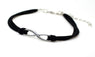 Gold Plated Cross Infinity Leather Black Bracelet Charm Eight Bangle