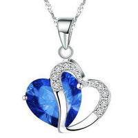 New Stylish Heart Shape Crystal Amethyst Pendant Necklace Fashion Heart Drop Women's Necklace Jewelry - sparklingselections