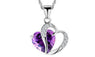 Peach Heart-shaped Purple Stone Crystal Necklace for Women