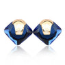 New Blue Crystal Rhinestone Square Stud Earrings