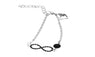 Vintage Silver Plated Black Rhinestone Infinity Charm Cuff Bracelet Bangle