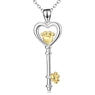 Real Pure 925 Sterling Silver Key Pendant Necklace