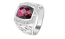 Trendy Pink Rhinestone Crystal Silver Plated Ring (6,7)