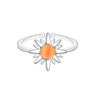New Sun Flower Shape Stone Silver Daisy Adjustable Ring