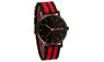 Casual Pointer Dial Striped Canvas Band Quartz Wrist Watch