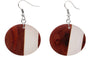 Long Wood Handmade Resin Round Drop Earrings