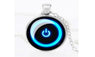Men's Power Button Glass Cabochon Art Pattern Neon Necklace