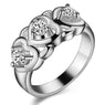 Fashion Silver plated Small Hearts Ring For Women Size (8)