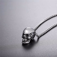 Stainless Steel Gothic Biker Skull Pendant Necklace - sparklingselections