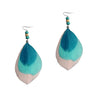 Handmade Green Wood Beads Dangle Drop Earrings