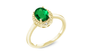 Natural Green Simulated Emerald Gold Plated Ring for Women