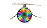 Colourful Rainbow Flower Buttons Flag Crystal Pendant Necklace