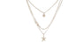 Multi-Layer Chain Necklace Gem Round Delicate Layer Arrow Pendant Charm Necklace