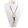 New Sweater Winter Leaf Long Tassel Chain Rhinestone Jewelry Set High Quality Wedding Engagement Necklace Earrings Women Jewelry
