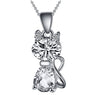 Animal Shape Zinc Silver Austrian Crystal Cubic Zirconia Cat Pendant Necklace For Women Fashion Engagement Wedding Dress Matching Necklace Jewelry
