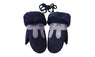 Winter Faux Suede Rabbit Fur Twist Kids Blue Gloves with Full Finger