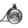 Handcrafted Art Glass Cabochon Pendant Necklace Black Round Alloy Chain Girls Necklaces