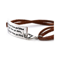 "You are Braver Than you Believe Stronger than you seem" Inspirational Leather Bracelet - sparklingselections