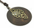 Round Wood Hollow Soft Leather Pendants Necklace