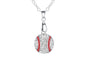 Red Lace Hemisphere Baseball Shape Pendant Necklace