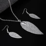 Silver Plated Women Earrings With Leave Pendant Jewelry Sets
