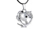 Silver Crystal Dolphin Heart Pendant Necklace