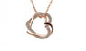 Crystal Full Rhinestone Double Heart Pendant Necklace