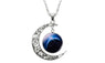 Silver Galaxy Moon Pendant Necklace