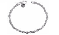 Silver Plated Twist Bangle Cuff Charm Bracelet - sparklingselections