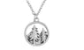 Mountain and Trees Forest Round Pendant Necklace