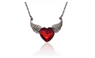 Stylish Red Rhinestone Antique Gold Plated Angel Wings Love Heart Pendant Necklace