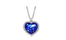 Dark Blue Crystal Heart Pendant Chain Necklace For Women
