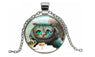 Cheshire Cat Glass Cabochon Pendant Necklace
