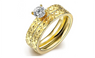 Classic Titanium Steel Crystal Couple Wedding Double Pair Ring (6,7,8)
