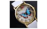 Fashion Butterfly Analog Quartz Leather Band Wristwatch Women