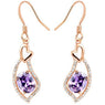 New Heart Rose Gold Cubic Zirconia Long Dangle Earring For Women