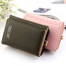 Women PU Leather Short Wallet Mini Money Holder Purse (Black, PInk)