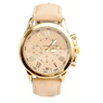 Women Watch Leather Analog Big Dial Roman Numerals Quartz Wrist Watches